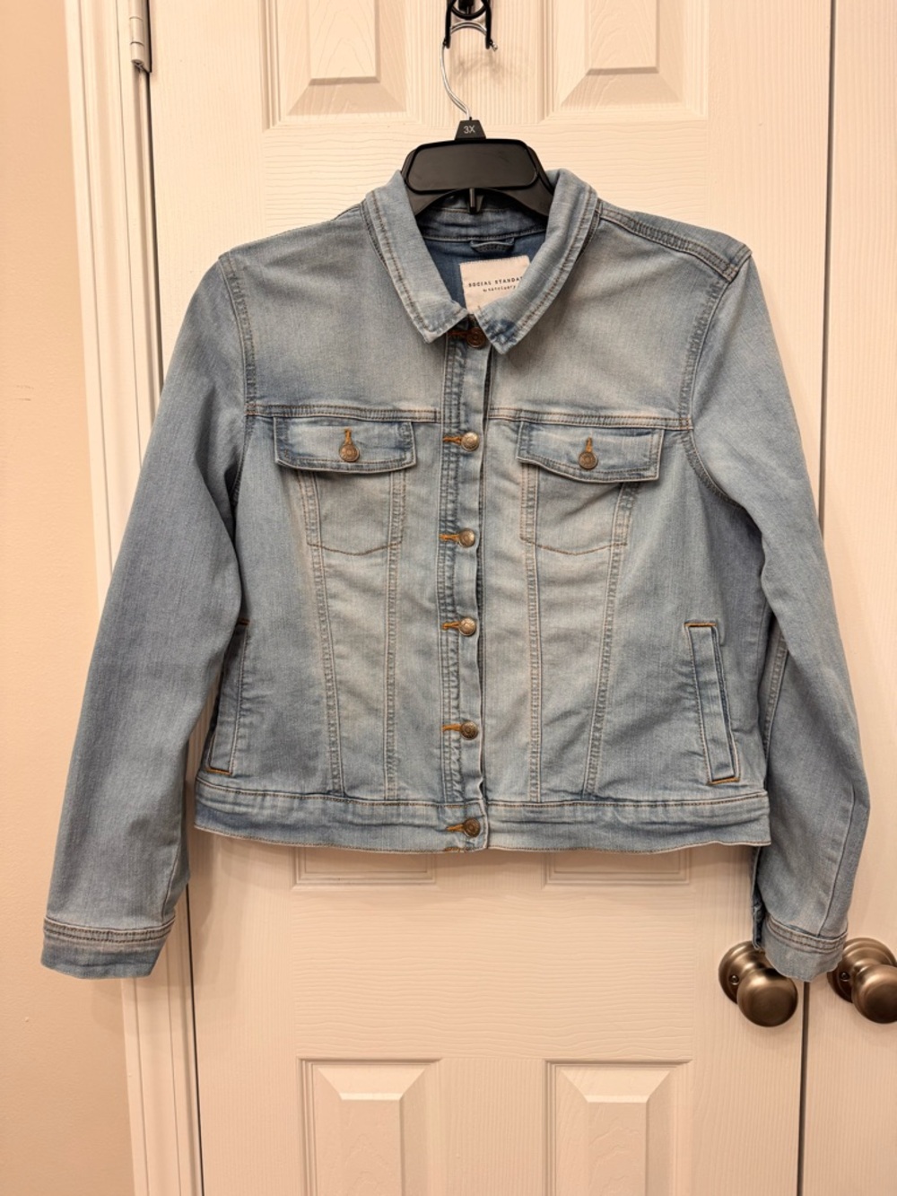 Light Blue Women's Denim Jacket - Classic Jean Coat - Picture 4 of 8